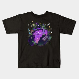 Spooky Cauldron Cat Kids T-Shirt